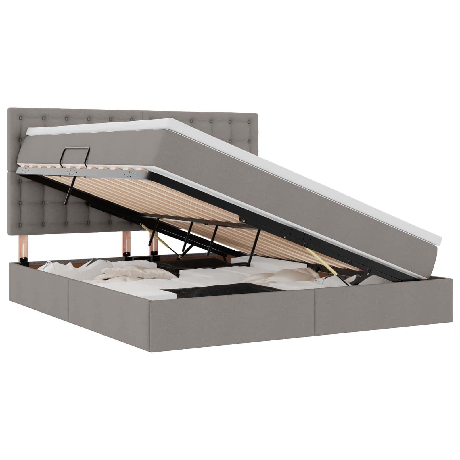 Opslag bed met matras met opslag Taupe 180 x 200 cm Nep Leer