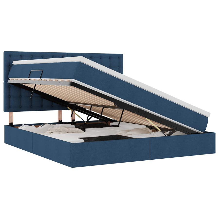 Opslag bed met matras met opslag Blauw 180 x 200 cm Nep Leer