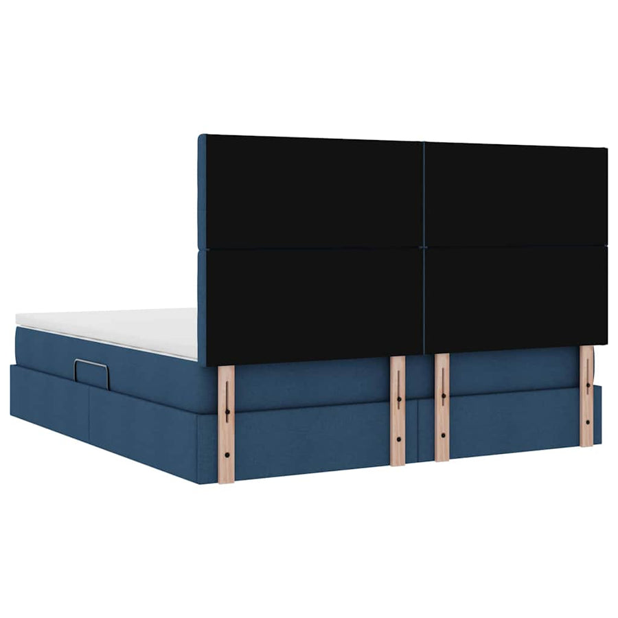 Opslag bed met matras met opslag Blauw 180 x 200 cm Nep Leer