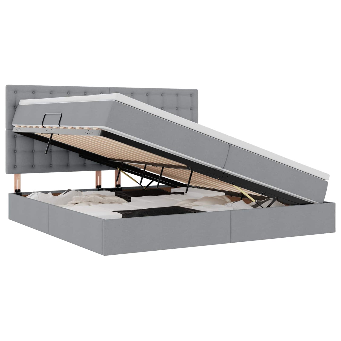 Opslag bed met matras Lichtgrijs 200 x 200 cm Nep Leer