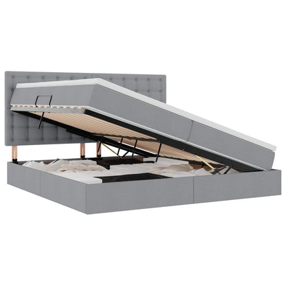 Opslag bed met matras Lichtgrijs 200 x 200 cm Nep Leer