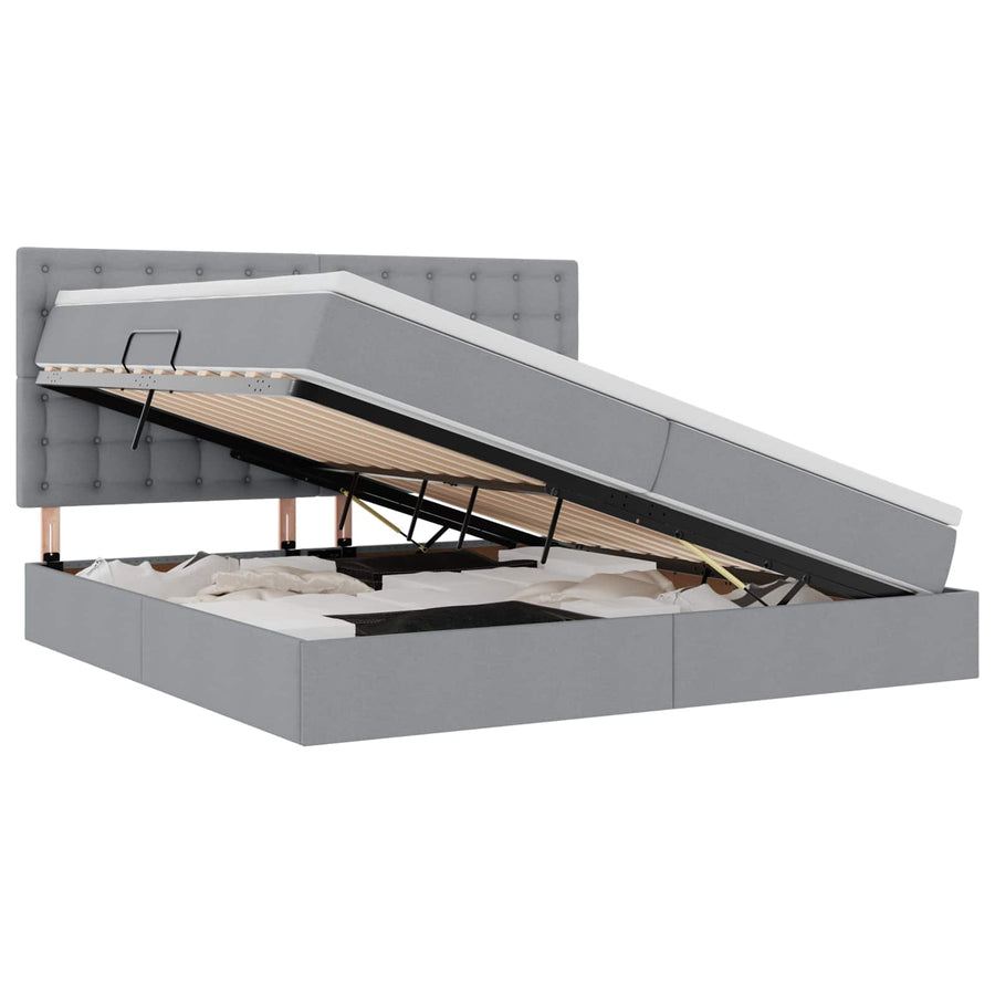 Opslag bed met matras Lichtgrijs 200 x 200 cm Nep Leer