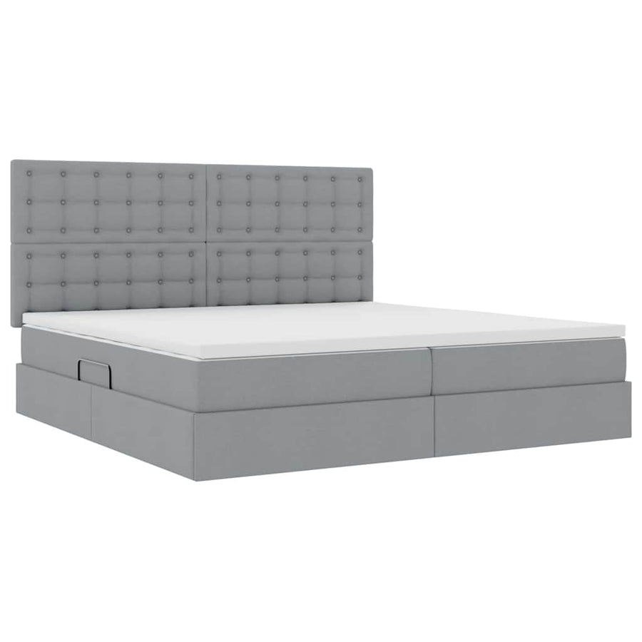 Opslag bed met matras Lichtgrijs 200 x 200 cm Nep Leer