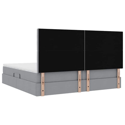 Opslag bed met matras Lichtgrijs 200 x 200 cm Nep Leer