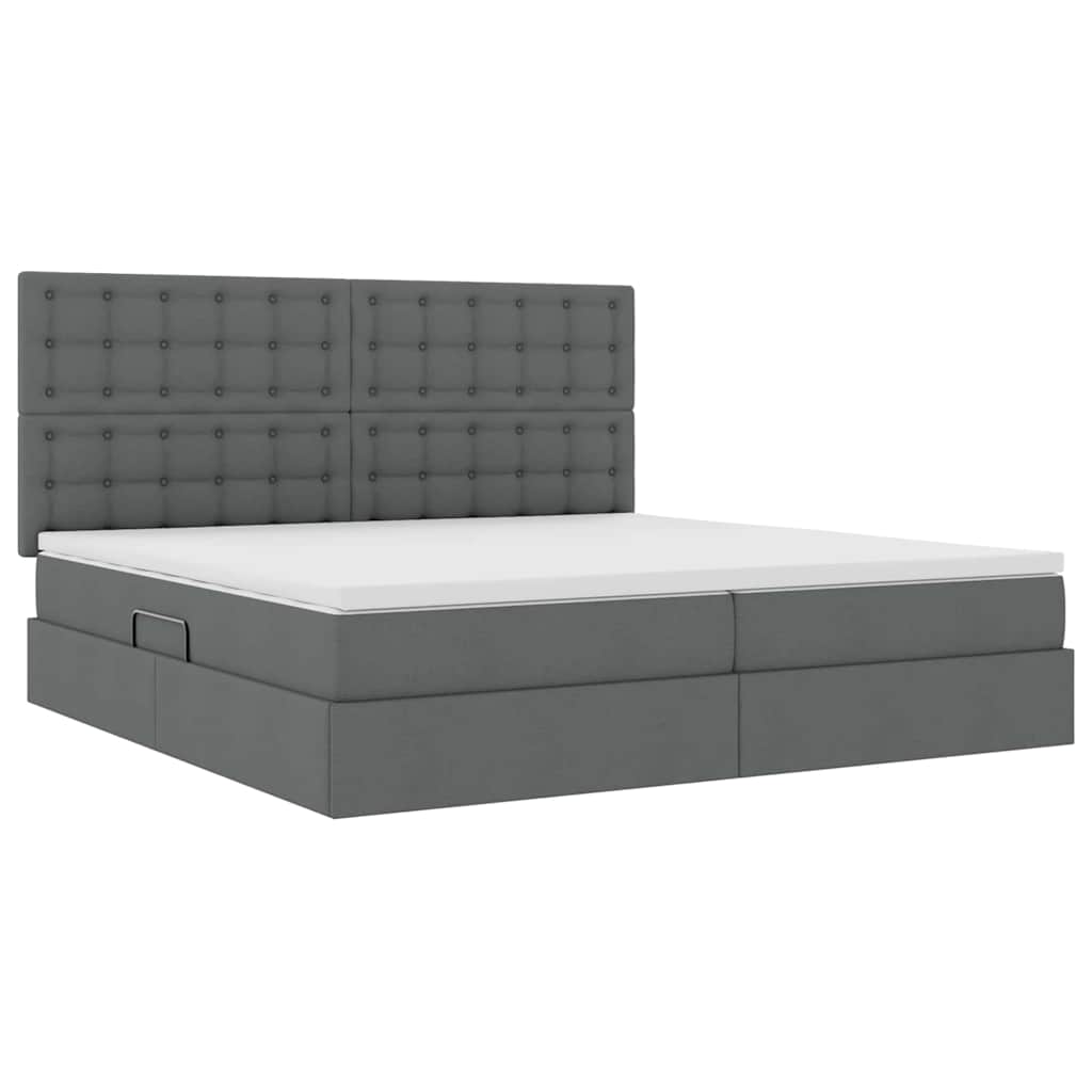 Opslag Bed Met Matras Polyester Donkergrijs 200 x 200 cm Knoppen