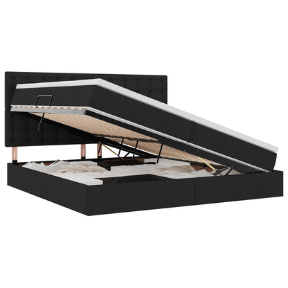 Opslag bed met matras met opslag Zwart 200 x 200 cm Nep Leer