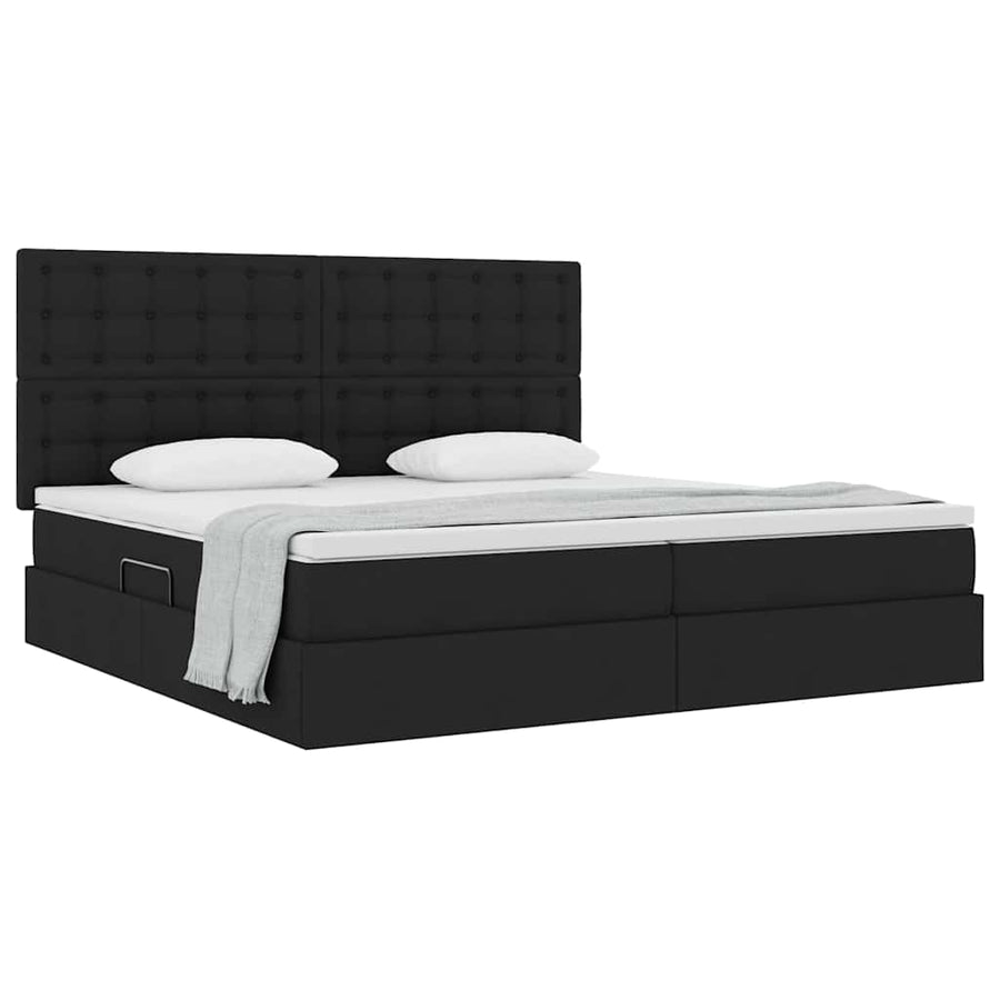 Opslag bed met matras met opslag Zwart 200 x 200 cm Nep Leer