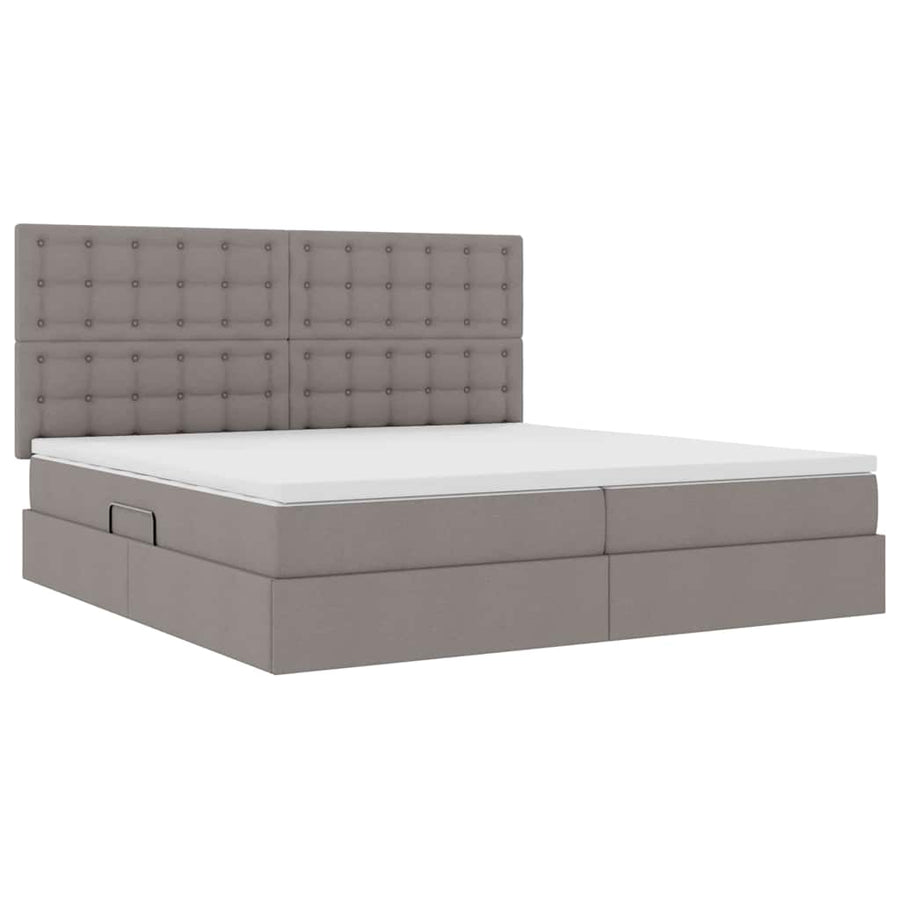 Opslag bed met matras met opslag Taupe 200 x 200 cm Nep Leer