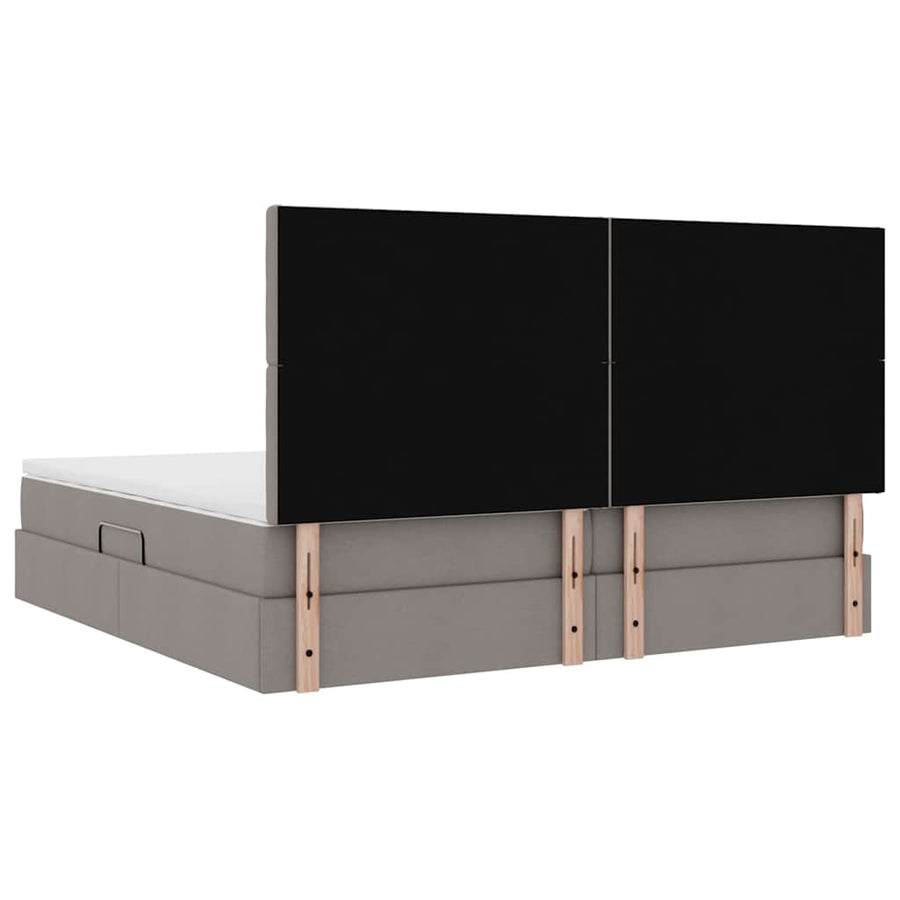 Opslag bed met matras met opslag Taupe 200 x 200 cm Nep Leer