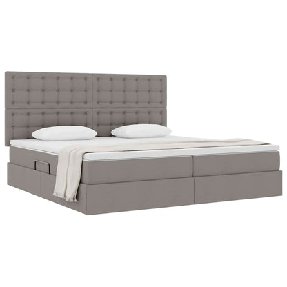 Opslag bed met matras met opslag Taupe 200 x 200 cm Nep Leer