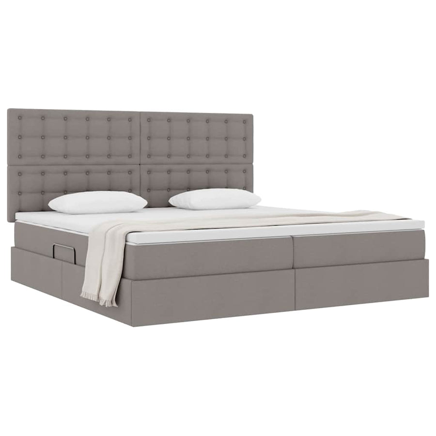 Opslag bed met matras met opslag Taupe 200 x 200 cm Nep Leer