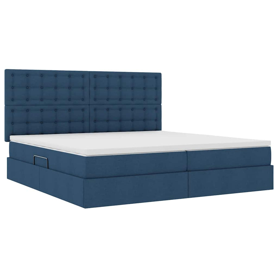 Opslag Bed Met Matras Met Matras Polyester Blauw 200 x 200 cm Knoppen