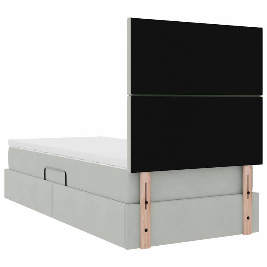 Opslag bed met matras met matras Lichtgrijs 90 x 190 cm Fluweel