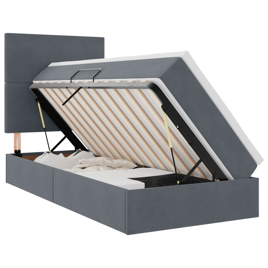 Opslag bed met matras Donkergrijs 90 x 190 cm Fluweel
