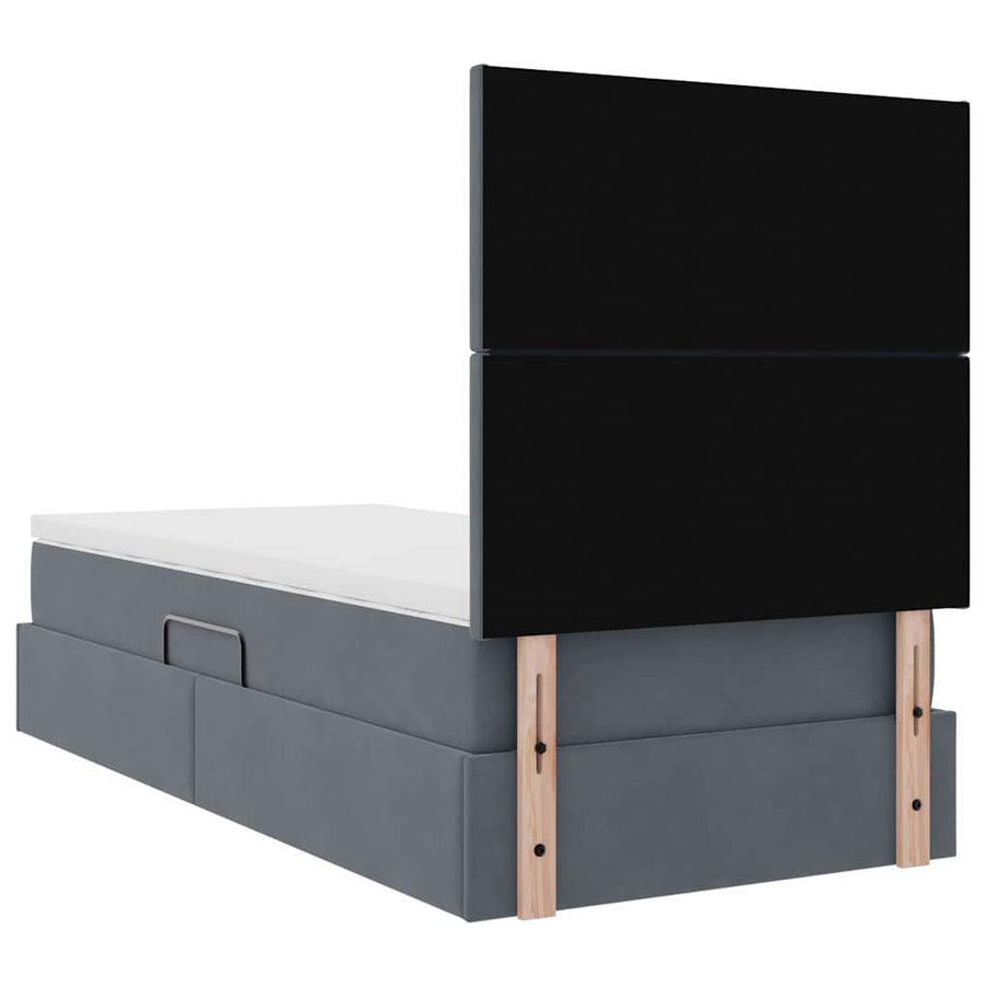 Opslag bed met matras Donkergrijs 90 x 190 cm Fluweel