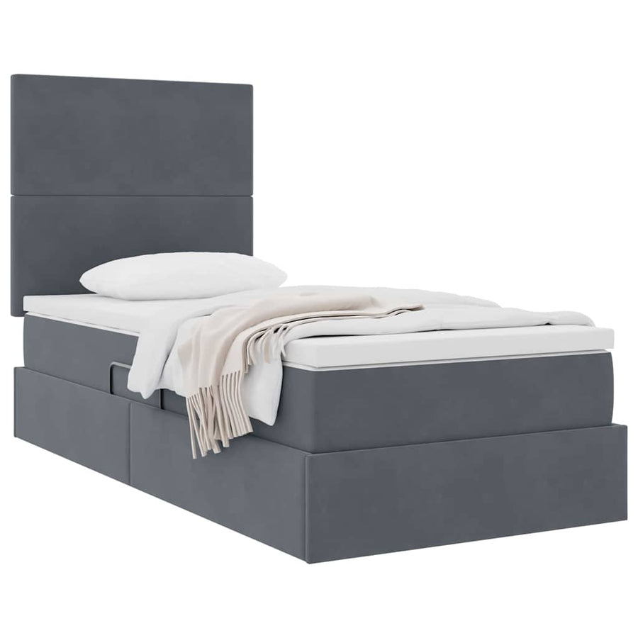 Opslag bed met matras Donkergrijs 90 x 190 cm Fluweel