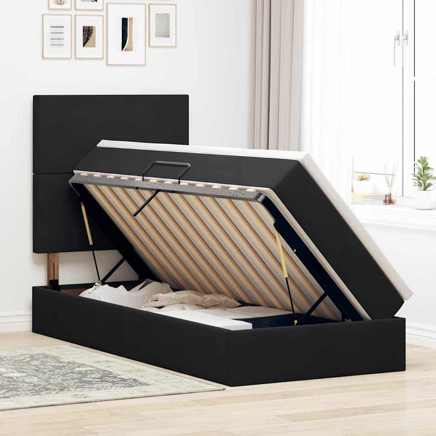 Opslag bed met matras met matras Zwart 90 x 190 cm Fluweel