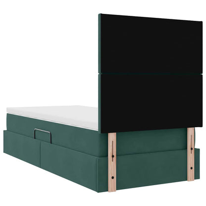 Opslag bed met matras Donkergroen 90 x 190 cm Fluweel