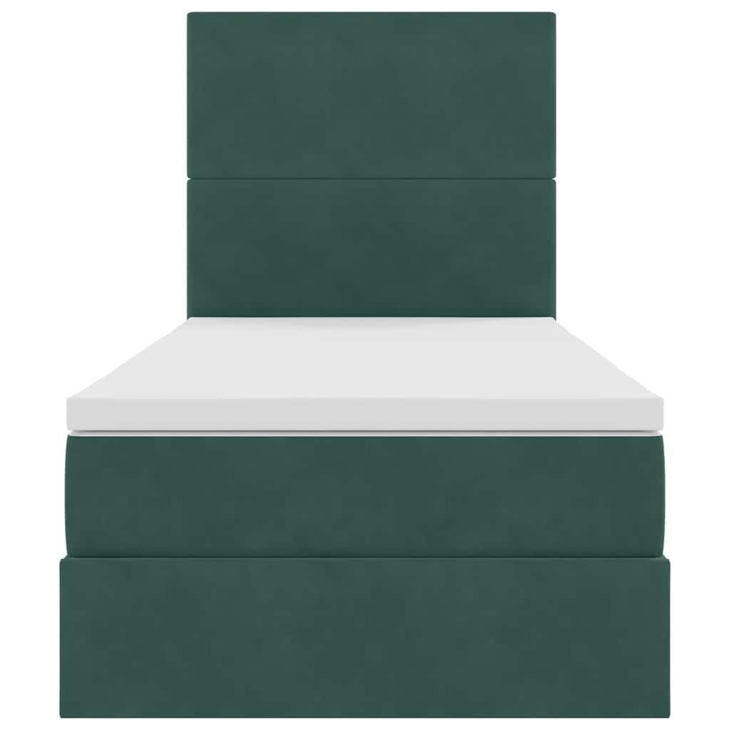 Opslag bed met matras Donkergroen 90 x 190 cm Fluweel