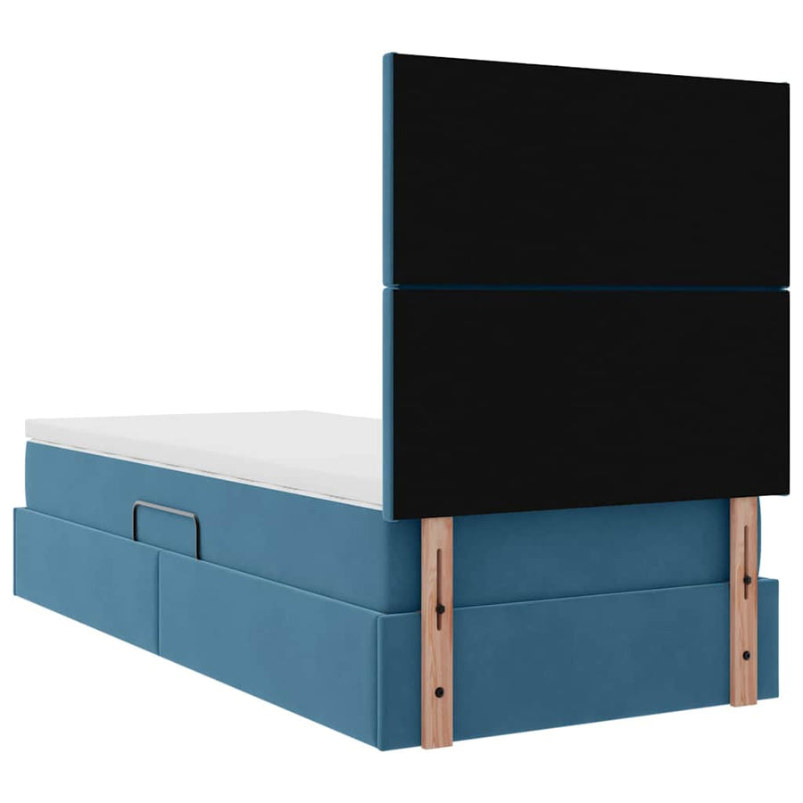 Opslag bed met matras Donkerblauw 90 x 190 cm Fluweel