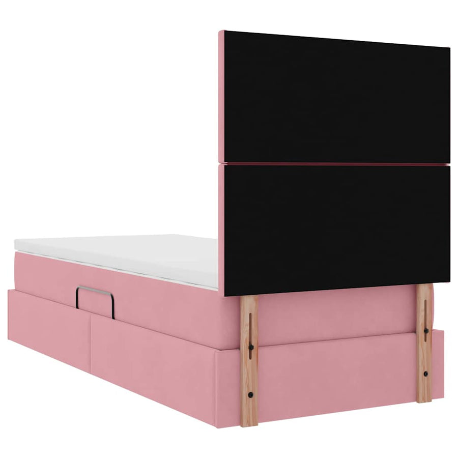 Opslag bed met matras met matras Roze 90 x 190 cm Fluweel