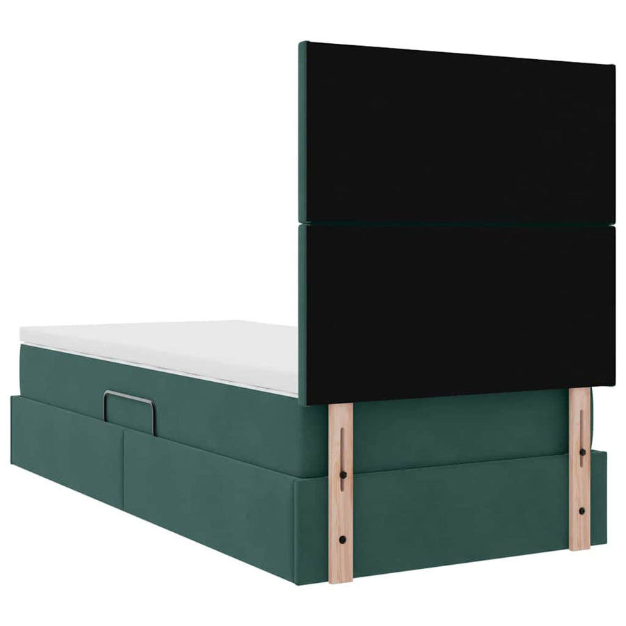 Opslag bed met matras Donkergroen 100 x 200 cm Fluweel
