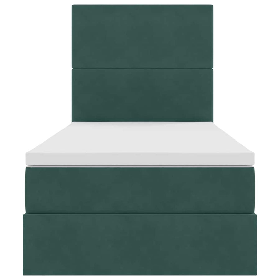 Opslag bed met matras Donkergroen 100 x 200 cm Fluweel