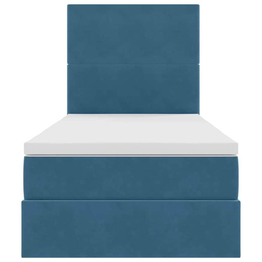 Opslag bed met matras Donkerblauw 100 x 200 cm Fluweel