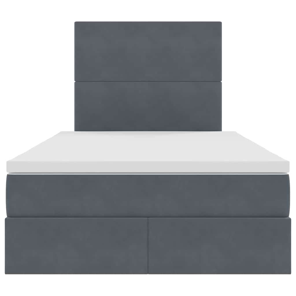 Opbergbed met LED met matras Donkergrijs 120 x 190 cm Fluweel