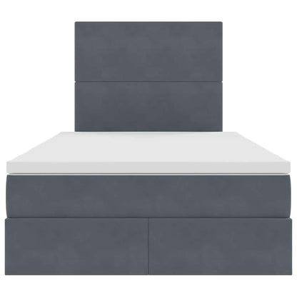 Opbergbed met LED met matras Donkergrijs 120 x 190 cm Fluweel