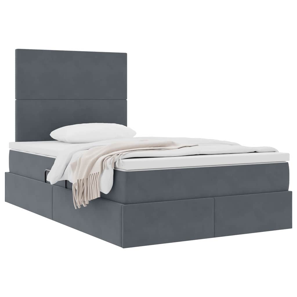 Opbergbed met LED met matras Donkergrijs 120 x 190 cm Fluweel