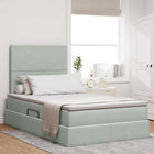 Storage bed with mattress Light Grey 120 x 200 cm Velvet