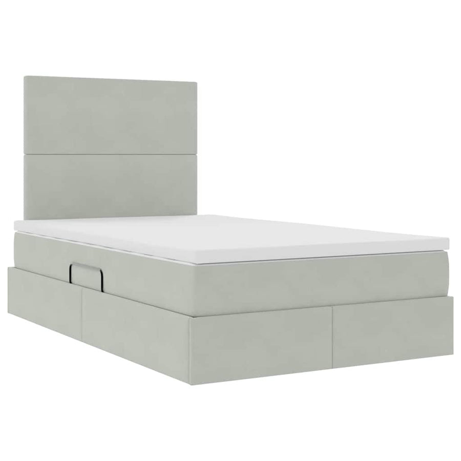 Opbergbed met LED met matras Lichtgrijs 120 x 200 cm Fluweel