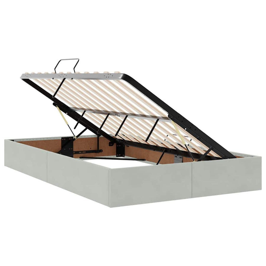 Opbergbed met LED met matras Lichtgrijs 120 x 200 cm Fluweel