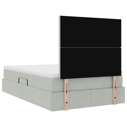 Opbergbed met LED met matras Lichtgrijs 120 x 200 cm Fluweel