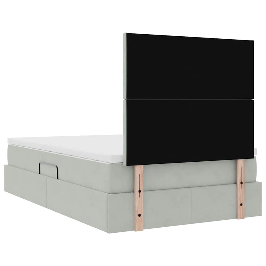 Opbergbed met LED met matras Lichtgrijs 120 x 200 cm Fluweel