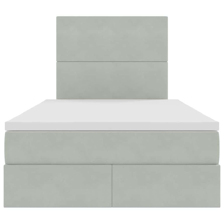 Opbergbed met LED met matras Lichtgrijs 120 x 200 cm Fluweel