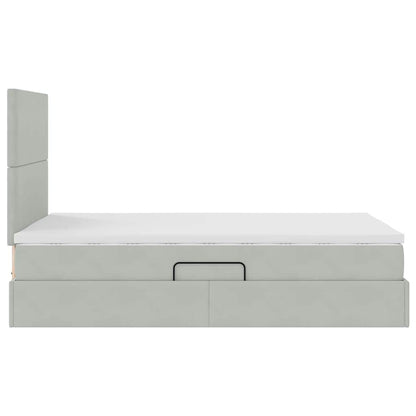 Opbergbed met LED met matras Lichtgrijs 120 x 200 cm Fluweel