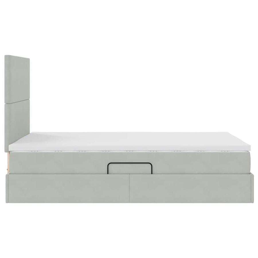 Opbergbed met LED met matras Lichtgrijs 120 x 200 cm Fluweel