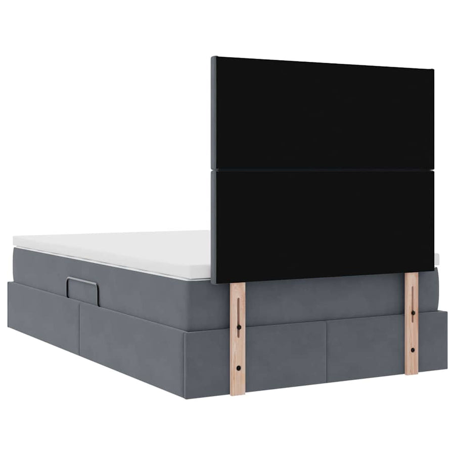 Opbergbed met LED met matras Donkergrijs 120 x 200 cm Fluweel