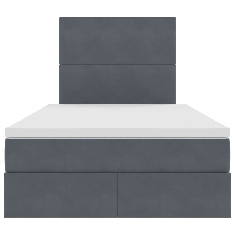 Opbergbed met LED met matras Donkergrijs 120 x 200 cm Fluweel
