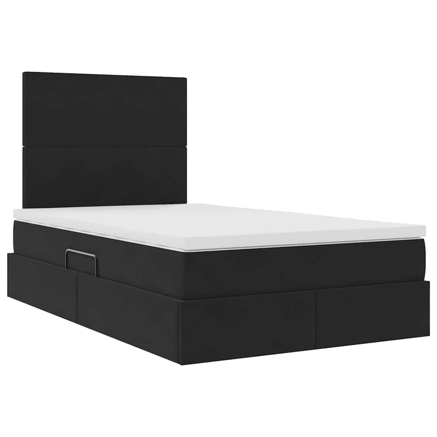 Opbergbed met LED met matras Zwart 120 x 200 cm Fluweel