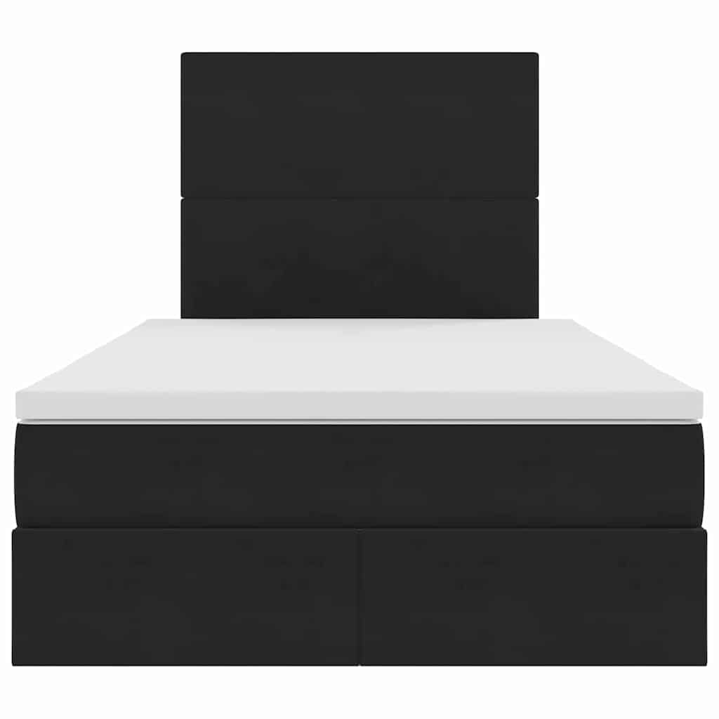 Opbergbed met LED met matras Zwart 120 x 200 cm Fluweel