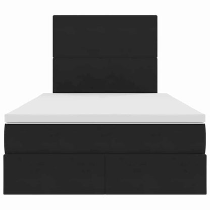 Opbergbed met LED met matras Zwart 120 x 200 cm Fluweel