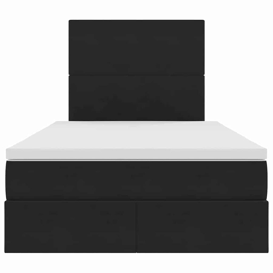 Opbergbed met LED met matras Zwart 120 x 200 cm Fluweel
