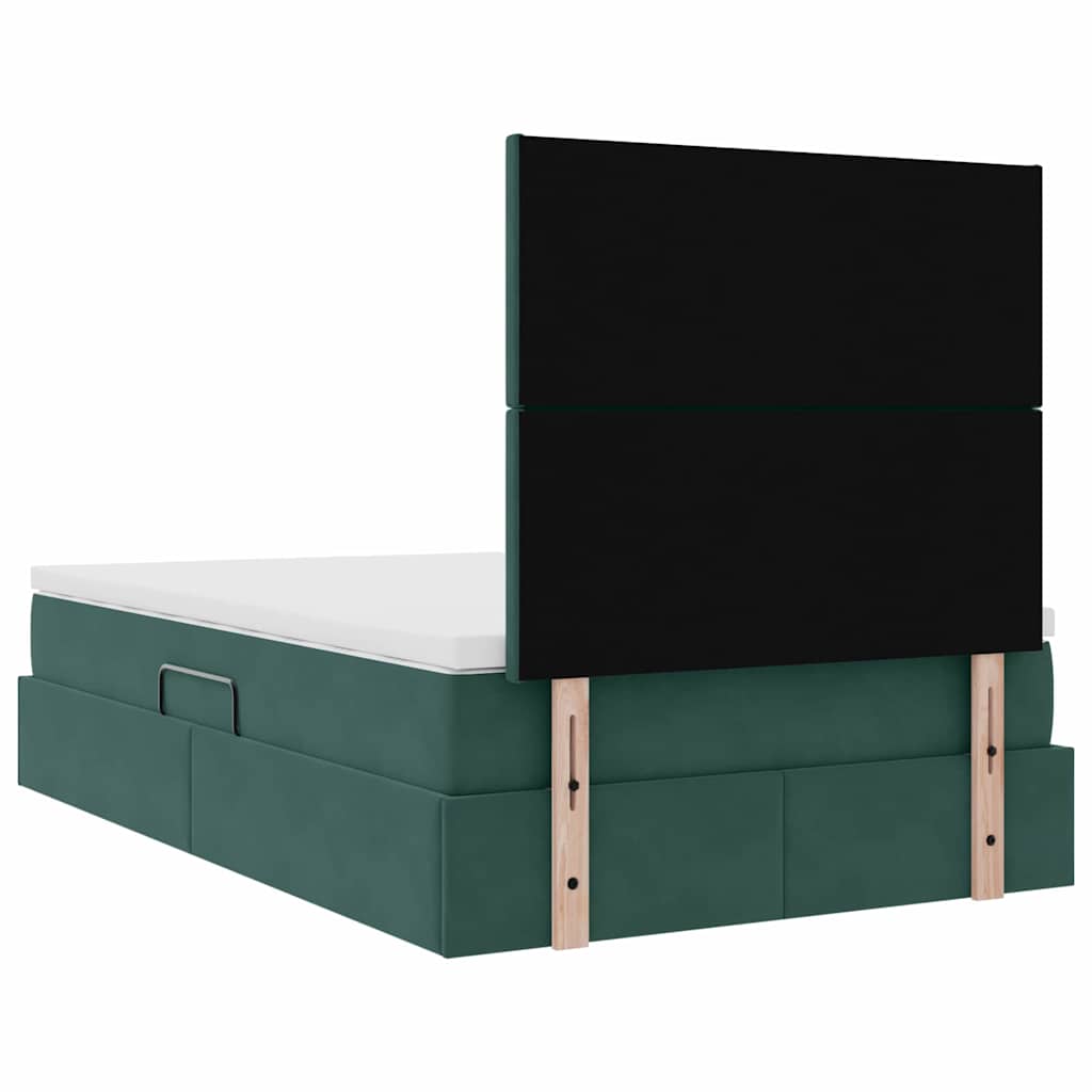 Opbergbed met LED met matras Donkergroen 120 x 200 cm Fluweel
