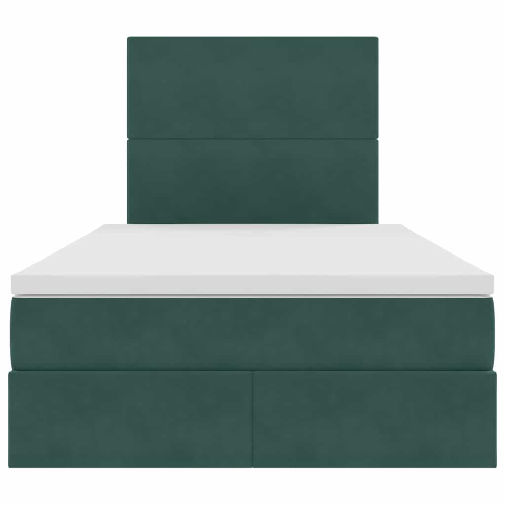 Opbergbed met LED met matras Donkergroen 120 x 200 cm Fluweel