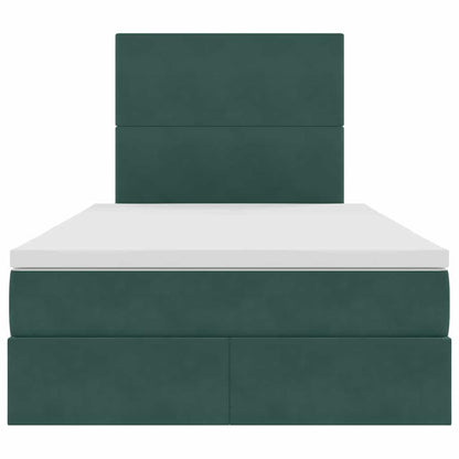 Opbergbed met LED met matras Donkergroen 120 x 200 cm Fluweel