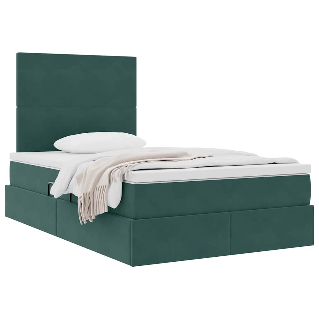 Opbergbed met LED met matras Donkergroen 120 x 200 cm Fluweel