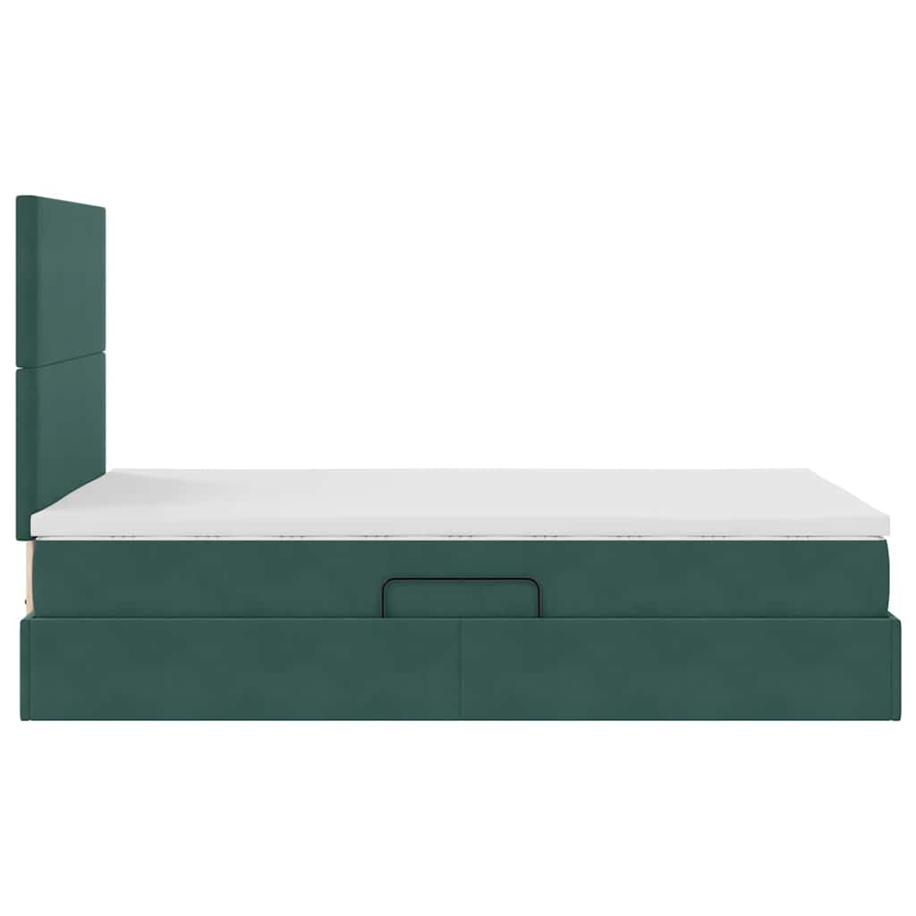 Opbergbed met LED met matras Donkergroen 120 x 200 cm Fluweel